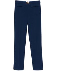 Elisabetta Franchi - Hose Aus Krepp Mit Logo-Schild - Lyst
