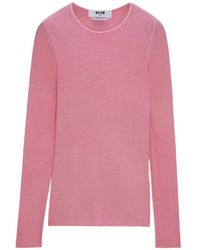 MSGM - Round-Neck Long-Sleeved Top - Lyst