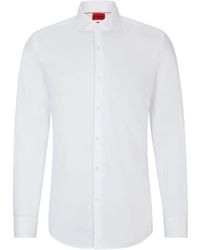 HUGO - Spread-Collar Cotton Shirt - Lyst