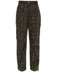 Ganni - Floral-Print Check Cargo Pants - Lyst