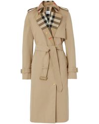 Burberry - Beige Vintage Check Trench Coat - Women's - Cotton - Lyst