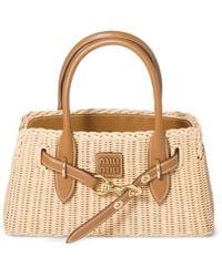 Miu Miu - Aventure Wicker And Leather Handbag - Lyst