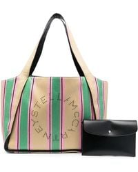 Stella McCartney - Logo Striped Woven Tote Bag - Lyst