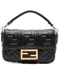 Fendi - Baguette Mini Nappa Leather Bag With Ff Motif - Lyst