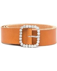 forte_forte - Crystal-Buckle Leather Belt - Lyst