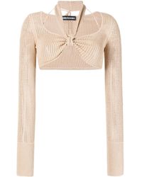 ANDREADAMO - Open-Knit Halterneck Crop Top - Lyst