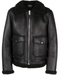 A.P.C. - Faux-shearling Trim Bomber Jacket - Lyst