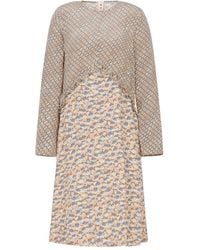 Marni - Floral-Patterned Midi Dress With Ruffle Detailing - Lyst