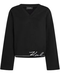 Karl Lagerfeld - Signature-Hem V-Neck Sweater - Lyst