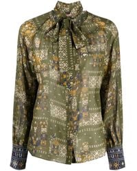 Max Mara - Neck Tie Abstract-Print Shirt - Lyst