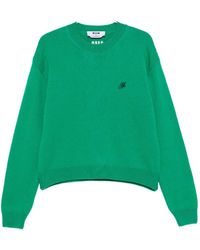 MSGM - Logo-Embroidered Crew Neck Sweater - Lyst