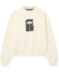 Palm Angels - Brushed Palm Tree Loose Crew Sweatshirt - Lyst