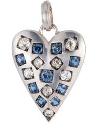 Sylva & Cie - Diamond And Sapphire Heart Pendant - Lyst