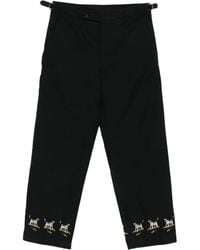 Bode - Pantalones bordados con hebilla lateral - Lyst