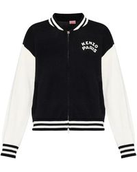 KENZO - Logo-Embroidered Zip-Up Cardigan - Lyst