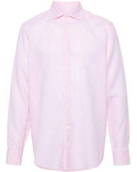 Canali - Spread-collar Linen Shirt - Lyst