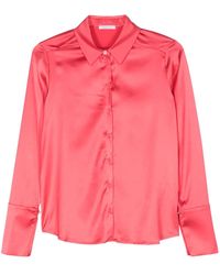 Patrizia Pepe - Spread-Collar Satin Shirt - Lyst