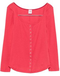 RE/DONE - X Hanes Pointelle-Knit Snap-Button Top - Lyst