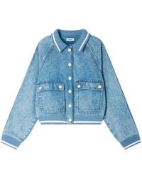Sandro - Knitted-Collar Denim Jacket - Lyst