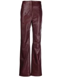 Alberta Ferretti - High-Waist Flared Leather Trousers - Lyst