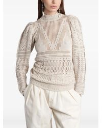 Isabel Marant - Dahara Pointelle-Knit Puffed-Sleeve Sweater - Lyst