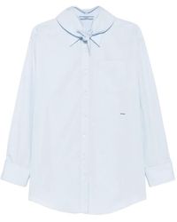 Prada - Twist-Detail Logo-Patch Shirt - Lyst