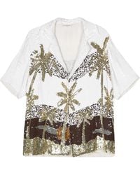 P.A.R.O.S.H. - Palm Tree-Print Sequin-Embellished Shirt - Lyst