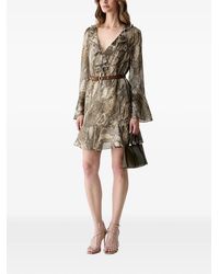 Guess - Animal-Print Ruffled Mini Dress - Lyst