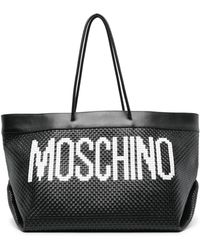 Moschino - Logo-print Interwoven Leather Tote Bag - Lyst