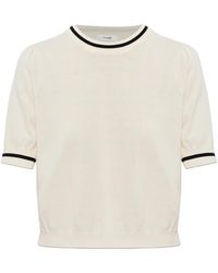 FRAME - Contrast-Trim Puff-Sleeve Sweater - Lyst