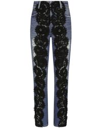 Dolce & Gabbana - Lace-appliqué Straight-leg Jeans - Lyst