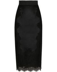 Dolce & Gabbana - Jupe Mi-Longue En Satin - Lyst