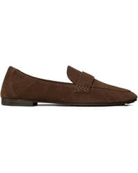 Tory Burch - Logo-Plaque Suede Loafers - Lyst