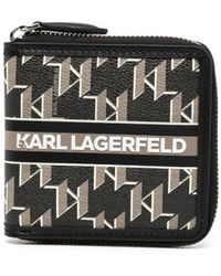 Karl Lagerfeld - Monogram-print Zip-up Wallet - Lyst
