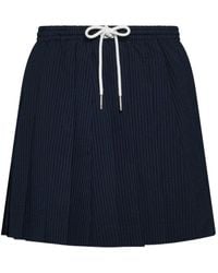Thom Browne - Seersucker Geplooide Mini-Rok Met Trekkoord - Lyst