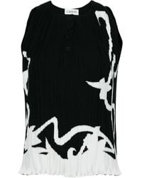 Lanvin - Abstract-Print Pleated Blouse - Lyst