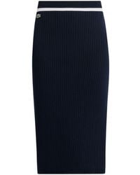 Lacoste - Logo-patch Ribbed Midi Skirt - Lyst