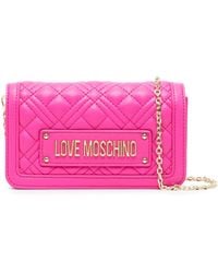 Love Moschino - Sac À Bandoulière Matelassé À Plaque Logo - Lyst