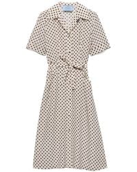 Prada - Polka-Dot Print Marocain Shirt Dress - Lyst