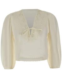 BOSS - Openwork-Embroidered Scalloped-Hem Blouse - Lyst