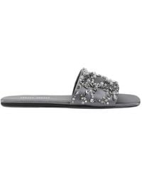 Miu Miu - Slider Crystal-Embellished Satin Sandals - Lyst