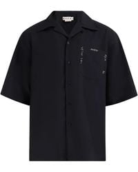 Marni - Logo-Embroidered Virgin Wool Shirt - Lyst
