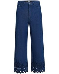 KARL LAGERFELD - Broderie-Anglaise Cropped Jeans - Lyst