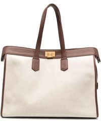 Eleventy - Leather-trim Canvas Tote Bag - Lyst