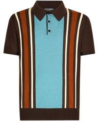 Dolce & Gabbana - Striped Knit Polo Shirt - Lyst
