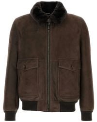 Moorer - Chaqueta de ante con ribete de pelo - Lyst