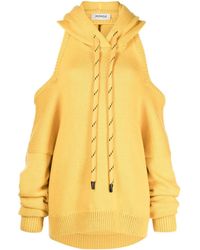 Monse Halter Knit Cashmere Hoodie - Yellow