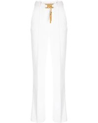 Elisabetta Franchi - Logo-plaque Belted Tapered Trousers - Lyst