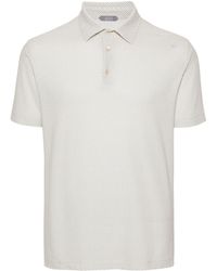 Zanone - Geometric-print Cotton Polo Shirt - Lyst