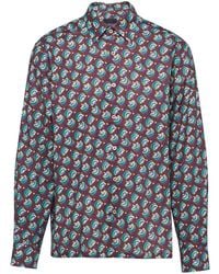 Prada - Geometric-print Cotton Shirt - Lyst